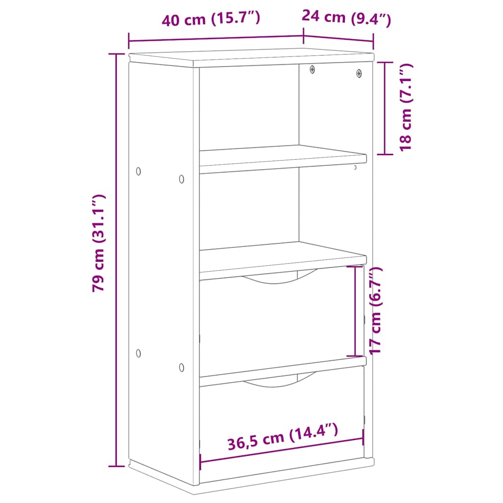Sideskap Med Skuffer Odda 40X24X79 Cm Heltre Furu