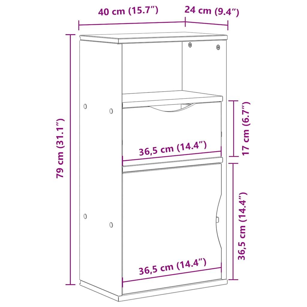 Sideskap Med Skuff Odda Hvit 40X24X79 Cm Heltre Furu