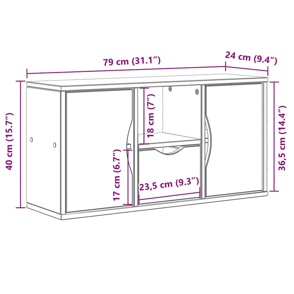 Tv-Skap Med Skuff Odda 79X24X40 Cm Heltre Furu