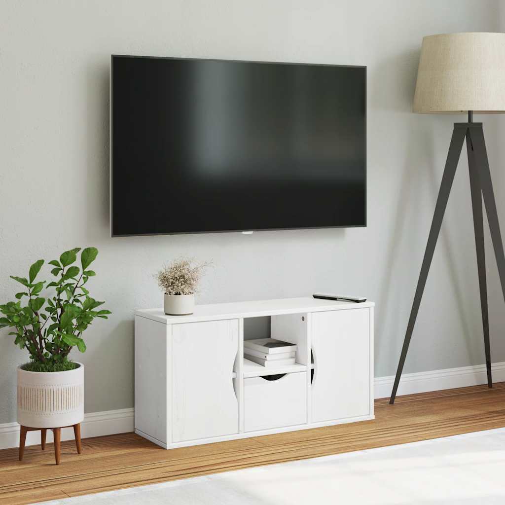 Tv-Skap Med Skuff Odda Hvit 79X24X40 Cm Heltre Furu