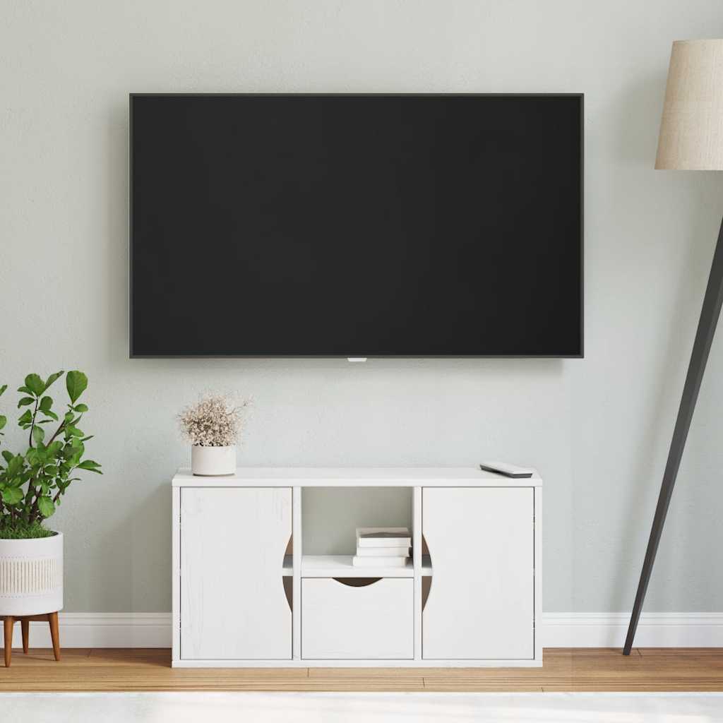 Tv-Skap Med Skuff Odda Hvit 79X24X40 Cm Heltre Furu