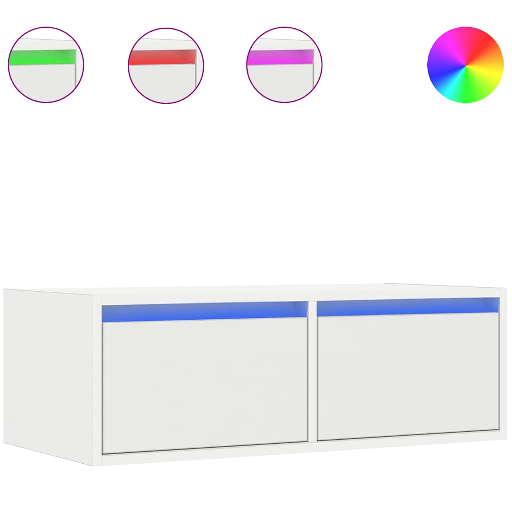Tv-Benk Med Led-Lys Hvit 75X35,5X25 Cm