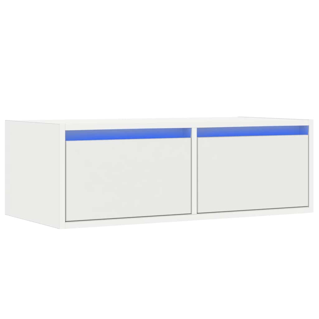 Tv-Benk Med Led-Lys Hvit 75X35,5X25 Cm