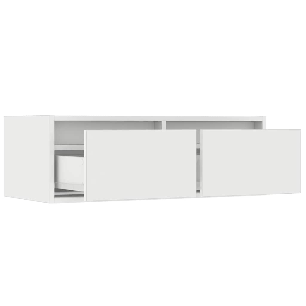 Tv-Benk Med Led-Lys Hvit 75X35,5X25 Cm