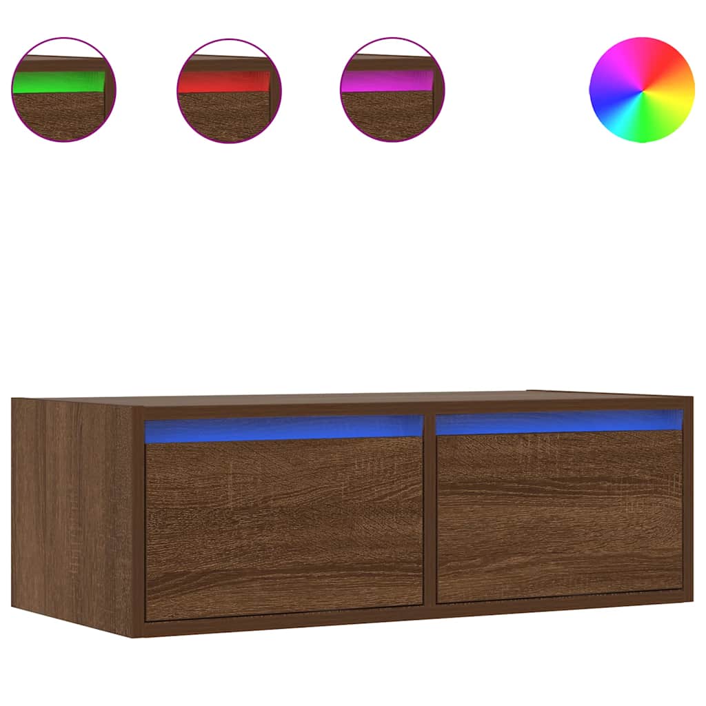 Tv-Benk Med Led-Lys Brun Eik 75X35,5X25 Cm