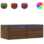 Tv-Benk Med Led-Lys Brun Eik 75X35,5X25 Cm