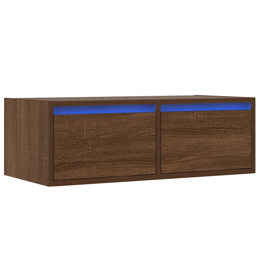 Tv-Benk Med Led-Lys Brun Eik 75X35,5X25 Cm