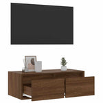 Tv-Benk Med Led-Lys Brun Eik 75X35,5X25 Cm