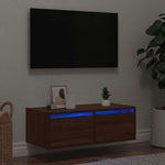Tv-Benk Med Led-Lys Brun Eik 75X35,5X25 Cm