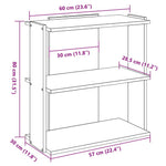 Bokhylle 3 Etasjer Hvit 60X30X80 Cm Konstruert Tre