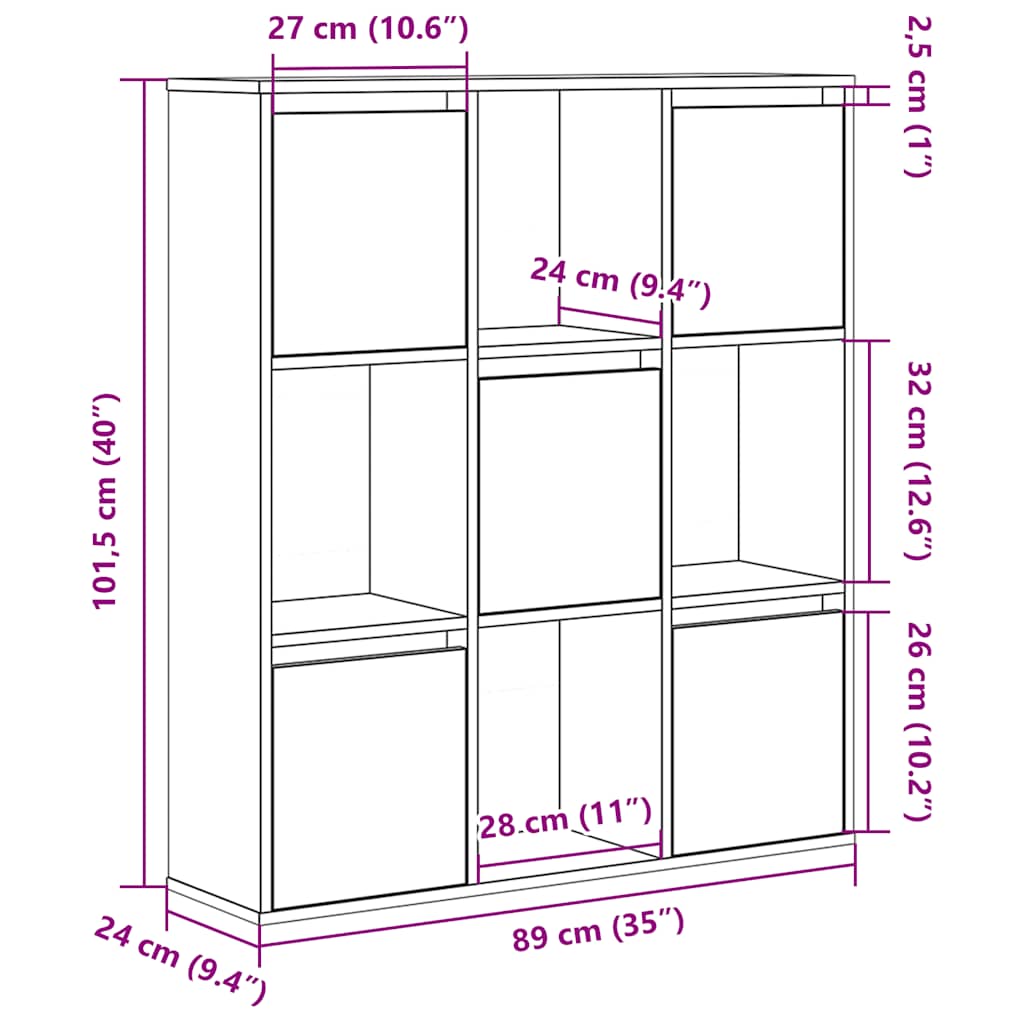 Bokhylle Hvit 89X24X101,5 Cm Konstruert Tre