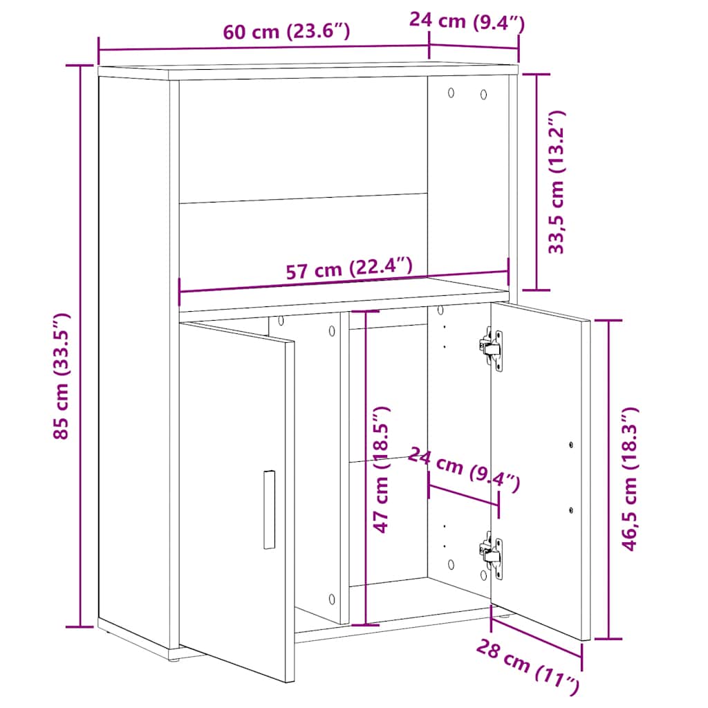 Bokhylle Hvit 60X24X85 Cm Konstruert Tre