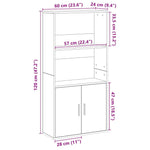 Bokhylle Hvit 60X24X120 Cm Konstruert Tre