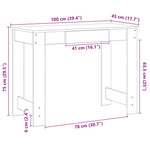Skrivebord Hvit 100X45X75 Cm Konstruert Tre