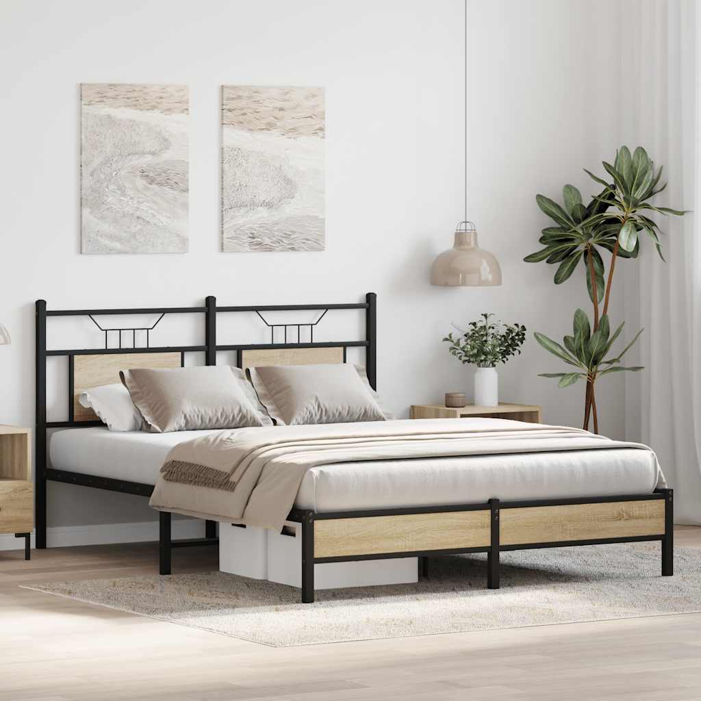 Sengeramme Uten Madrass Sonoma Eik 140X200 Cm Konstruert Tre