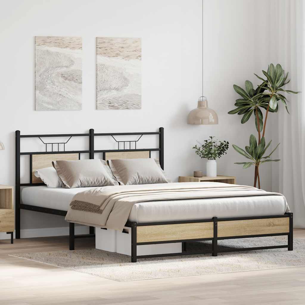Sengeramme Uten Madrass Sonoma Eik 140X200 Cm Konstruert Tre