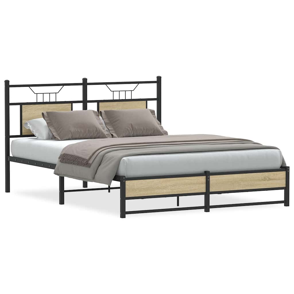Sengeramme Uten Madrass Sonoma Eik 140X200 Cm Konstruert Tre