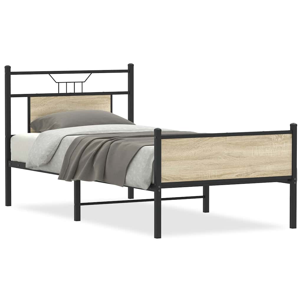 Sengeramme Uten Madrass Sonoma Eik 90X200 Cm Konstruert Tre