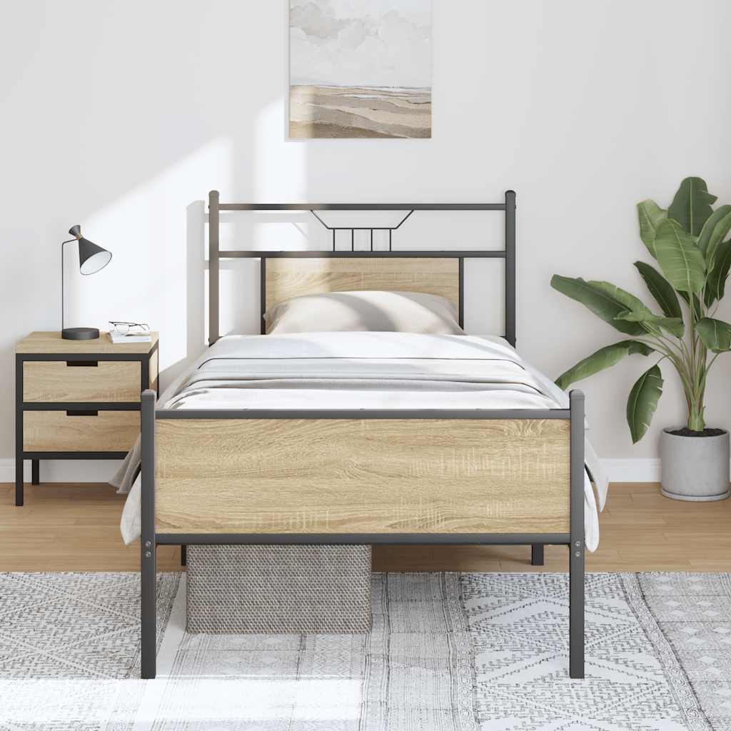 Sengeramme Uten Madrass Sonoma Eik 90X200 Cm Konstruert Tre