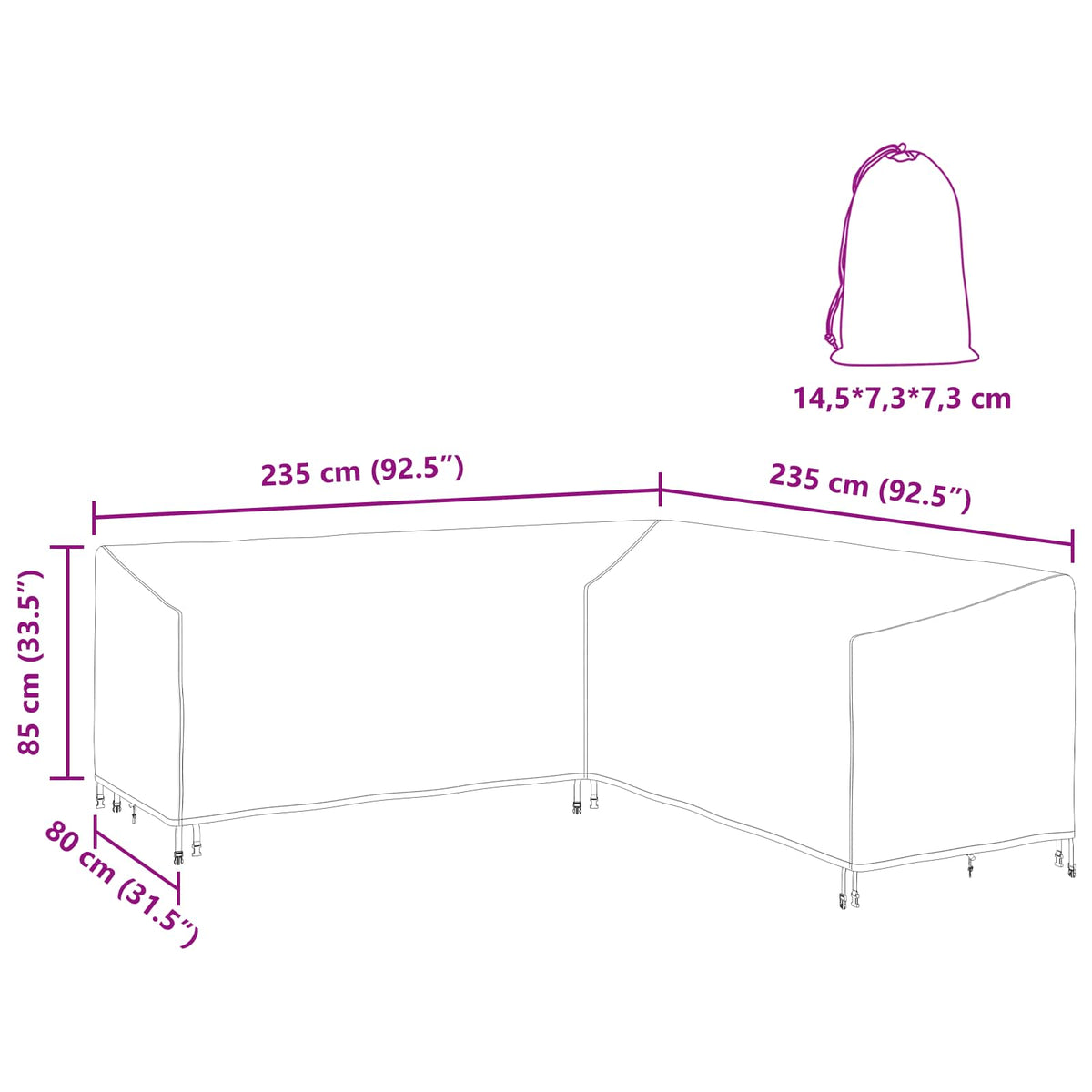 Møbelbeskyttelse Svart 235 X 235 X 85 Cm 210D Oxford Stoff