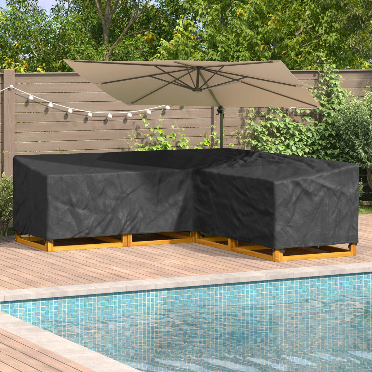 Møbelbeskyttelse Svart 255 X 255 X 80 Cm 210D Oxford Stoff