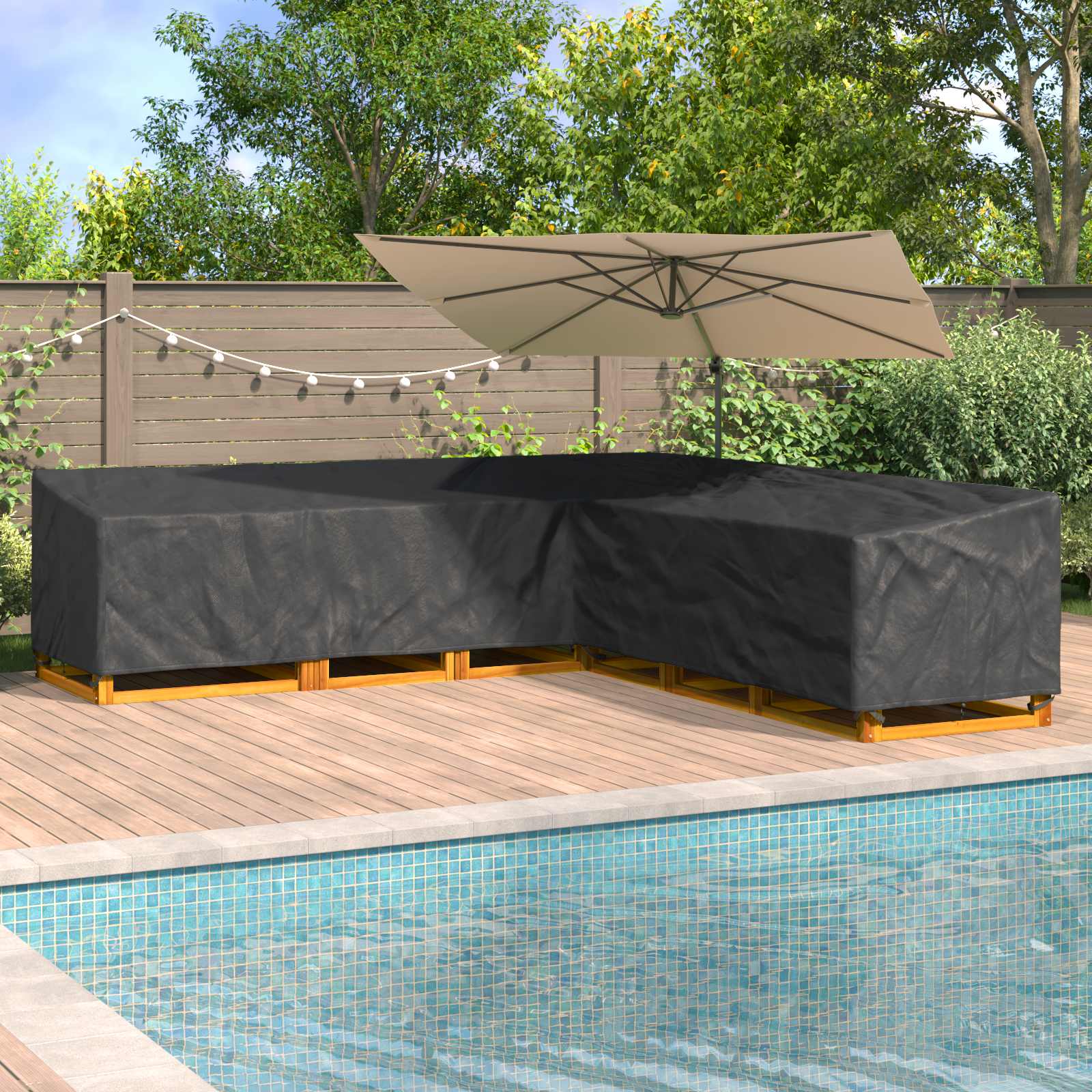 Møbelbeskyttelse Svart 325 X 325 X 80 Cm 210D Oxford Stoff