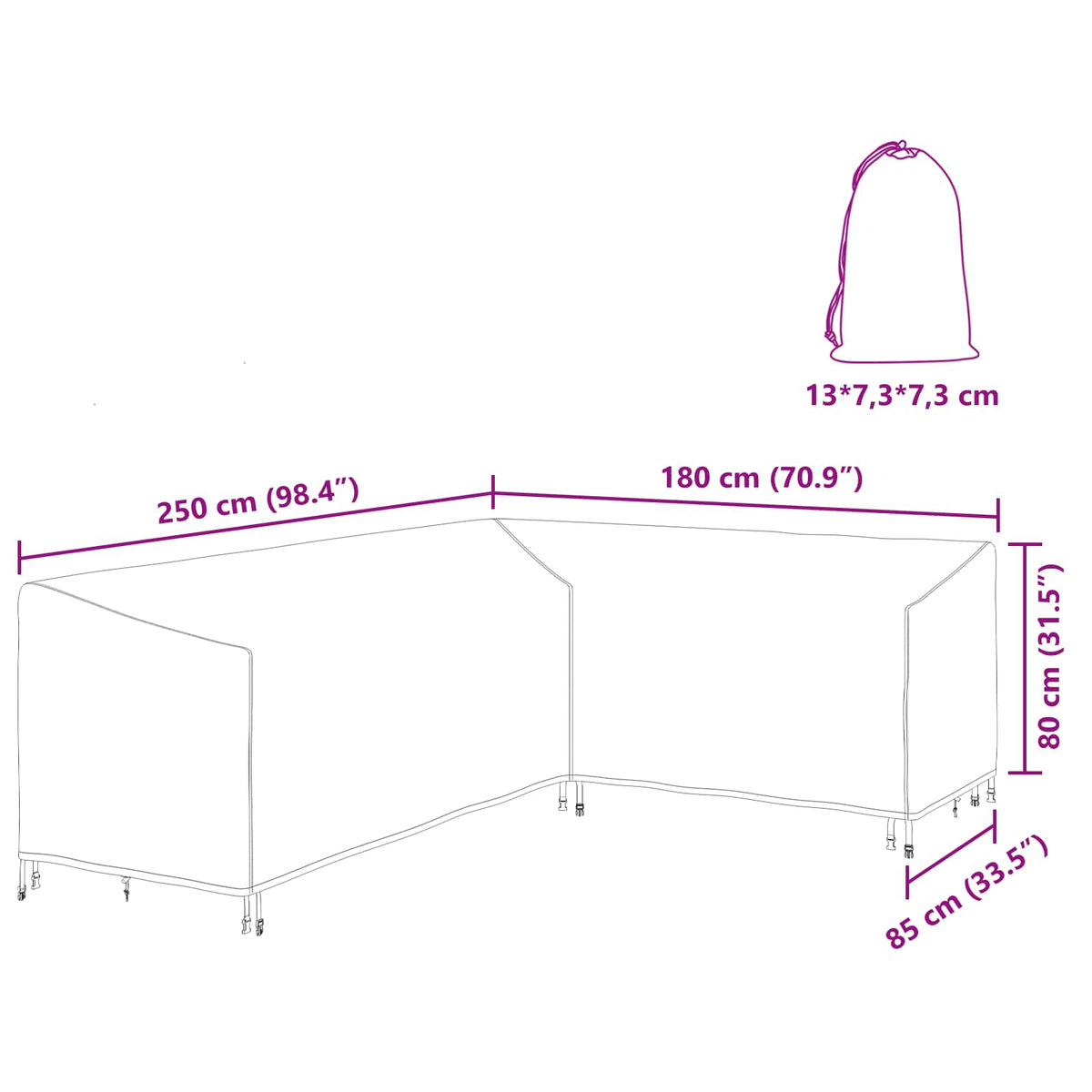 Møbelbeskyttelse Svart 250 X 180 X 80 Cm 420D Oxford Stoff