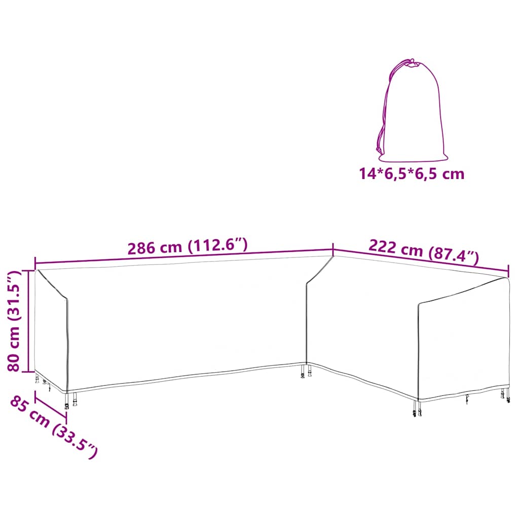Møbelbeskyttelse Svart 286 X 222 X 80 Cm 210D Oxford Stoff