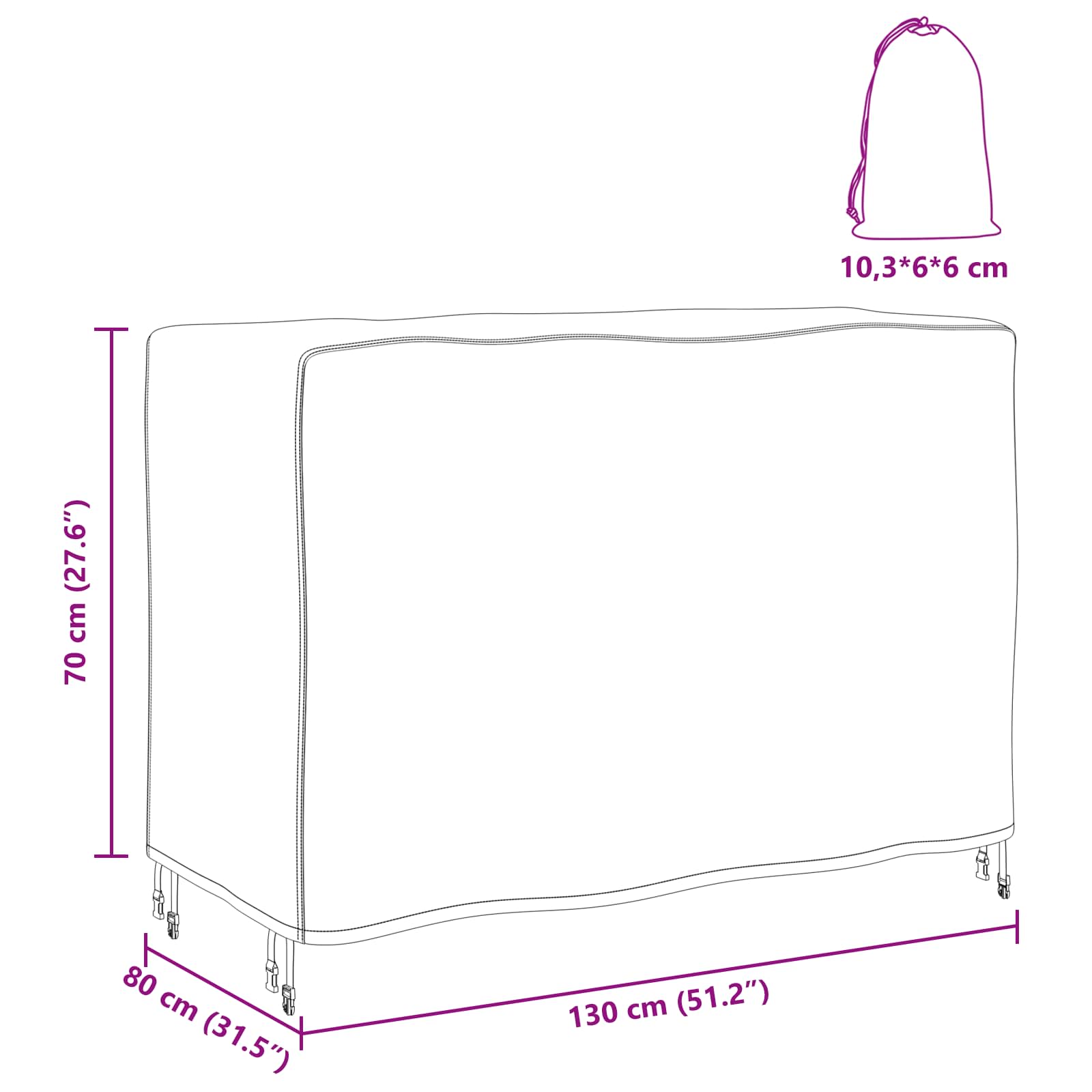 Møbelbeskyttelse Ensfarget Svart 130 X 80 X 70 Cm 210D