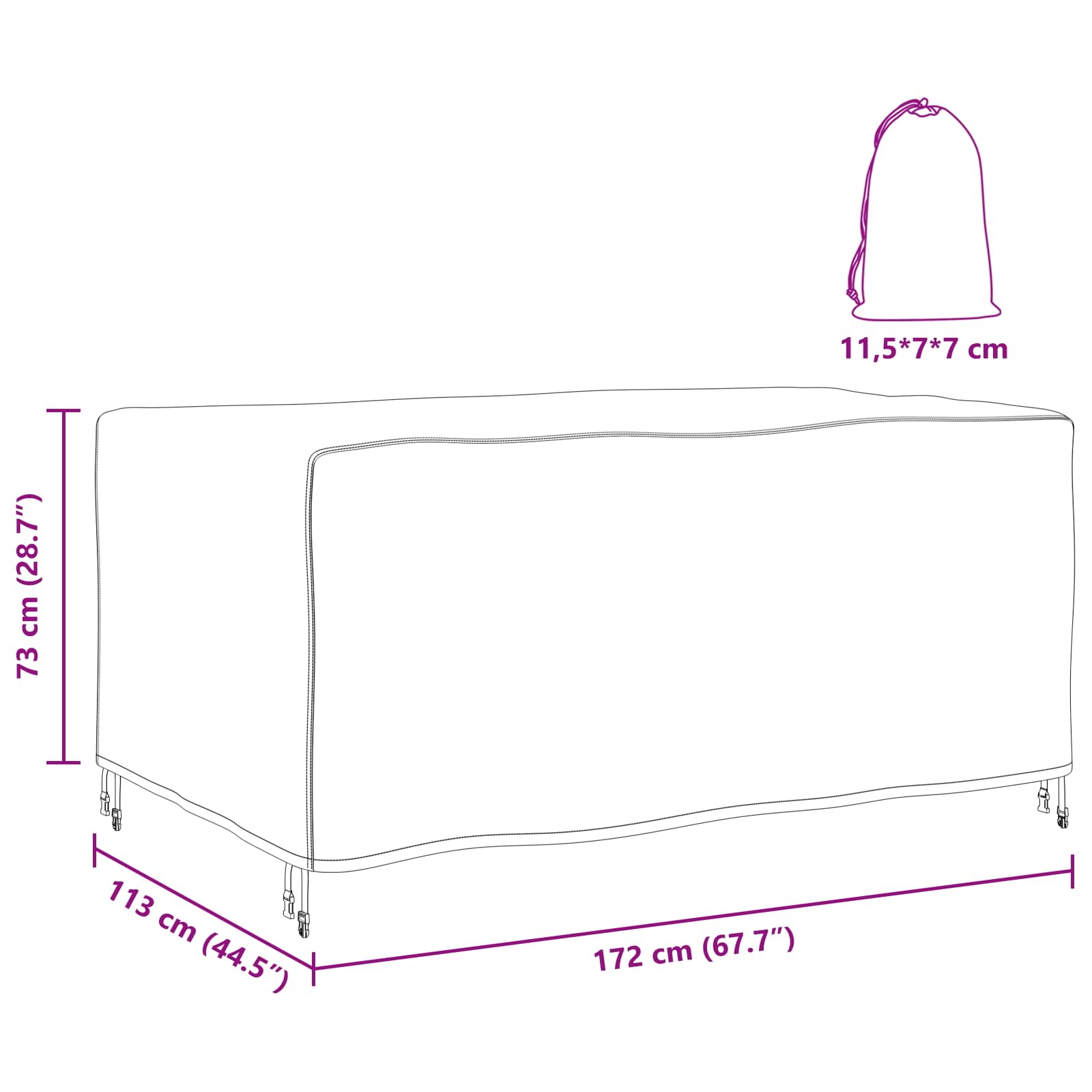 Møbelbeskyttelse Ensfarget Svart 172 X 113 X 73 Cm 600D