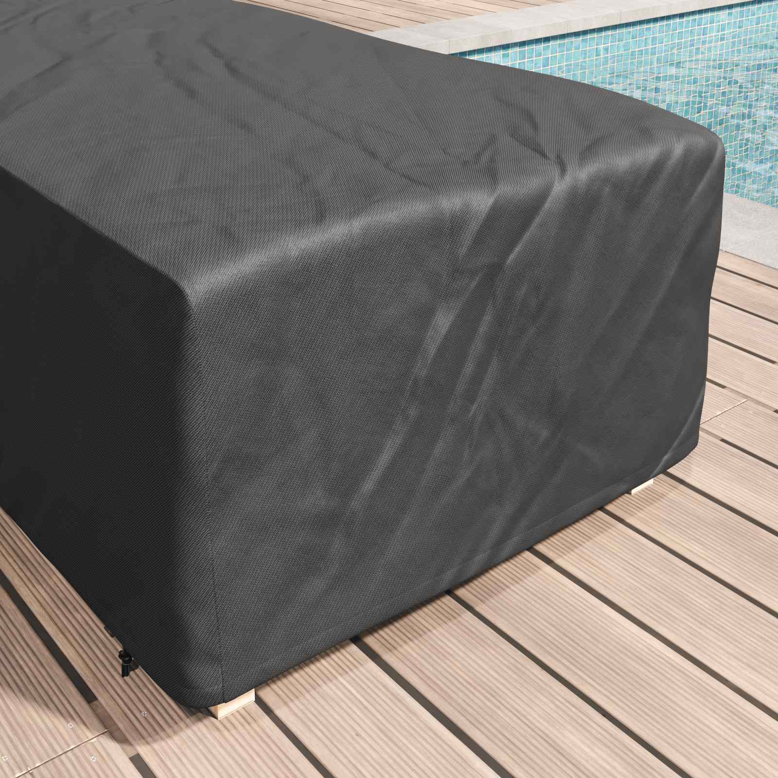 Loungerdeksel Ensfarget Svart 74 X 210 X 40 Cm Stoff