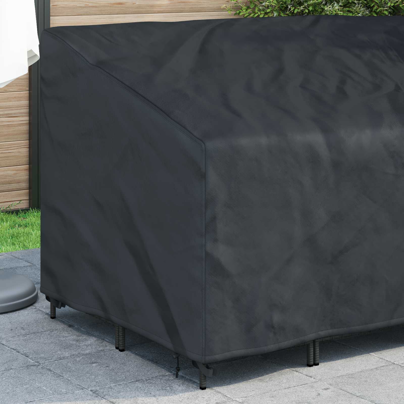 Hagebenkdeksel Svart 160 X 100 X 61 / 89 Cm 210D Oxford Stoff