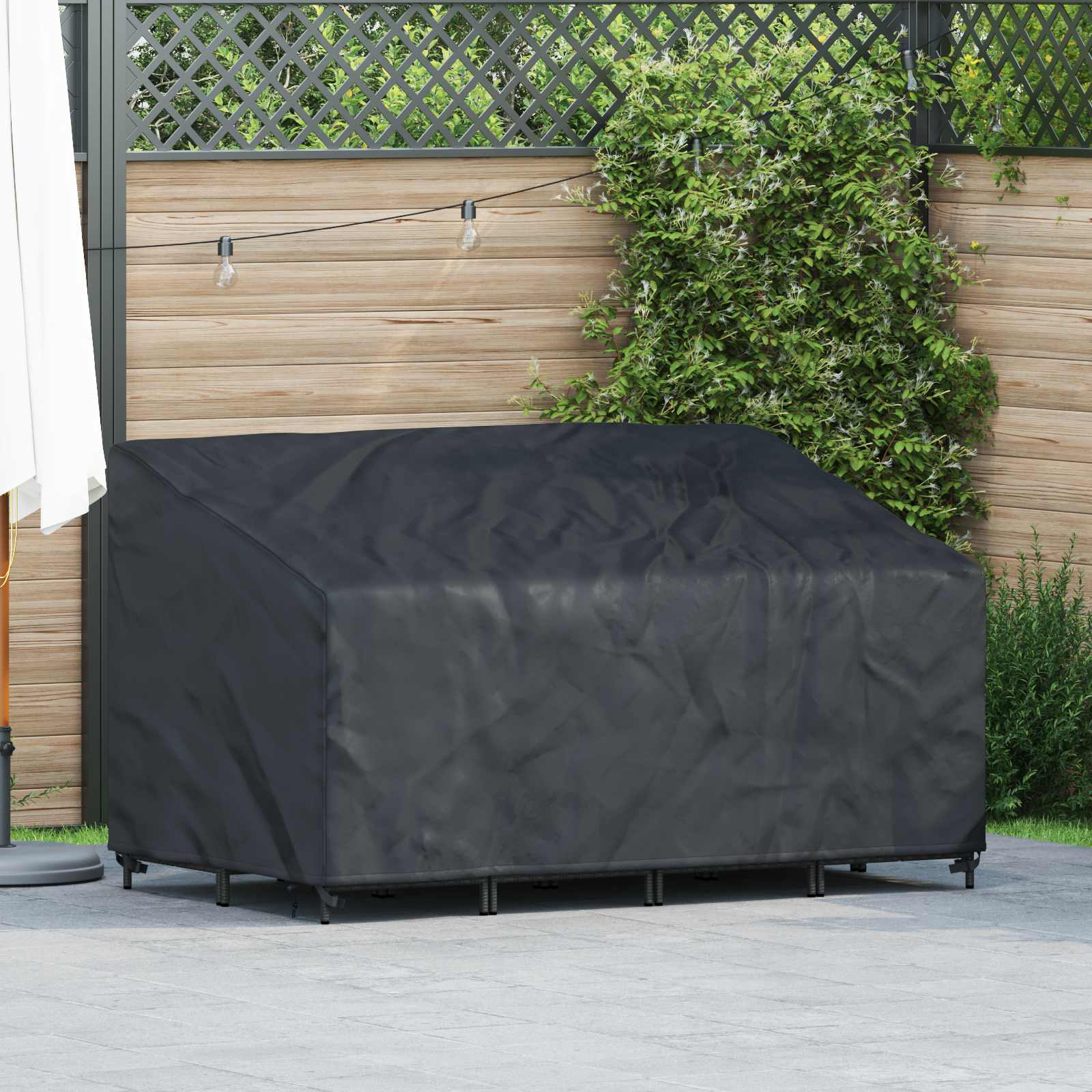 Hagebenkdeksel Svart 160 X 100 X 61 / 89 Cm 210D Oxford Stoff