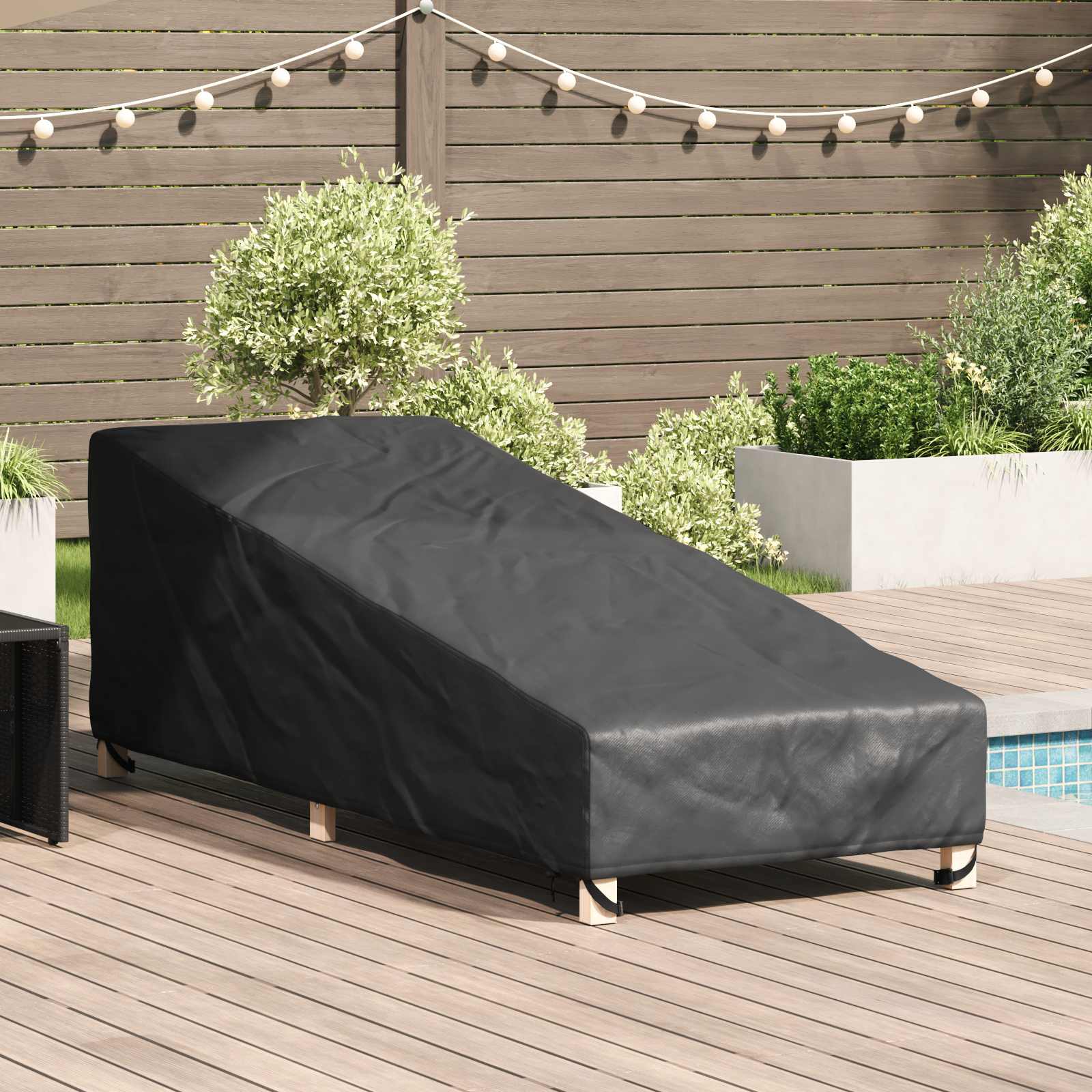 Utemøbelbeskyttelse Svart 195 X 76 X 82 Cm 210D Oxford Stoff