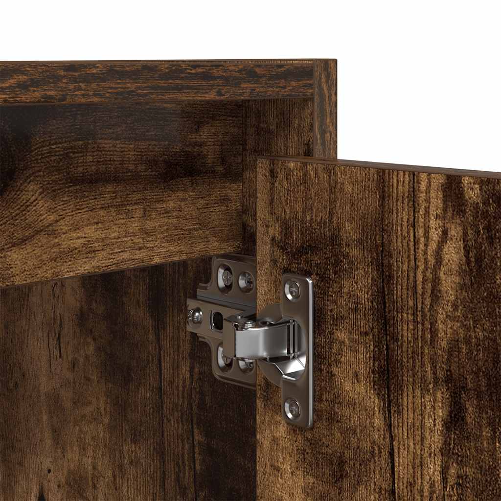 Veggmonterte Nattbord 2 Stk Røkt Eik 38X34X40 Cm