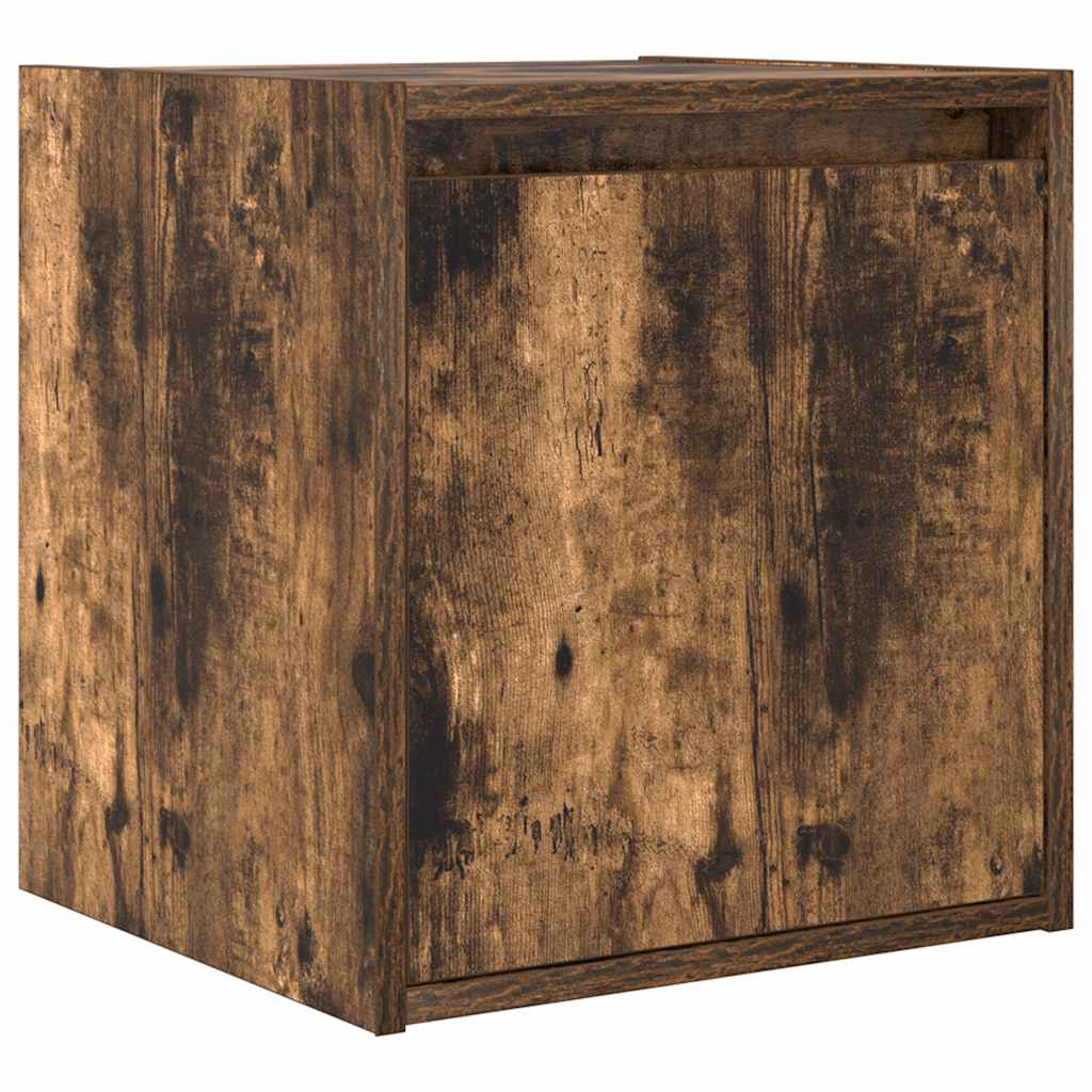 Veggmonterte Nattbord 2 Stk Røkt Eik 38X34X40 Cm