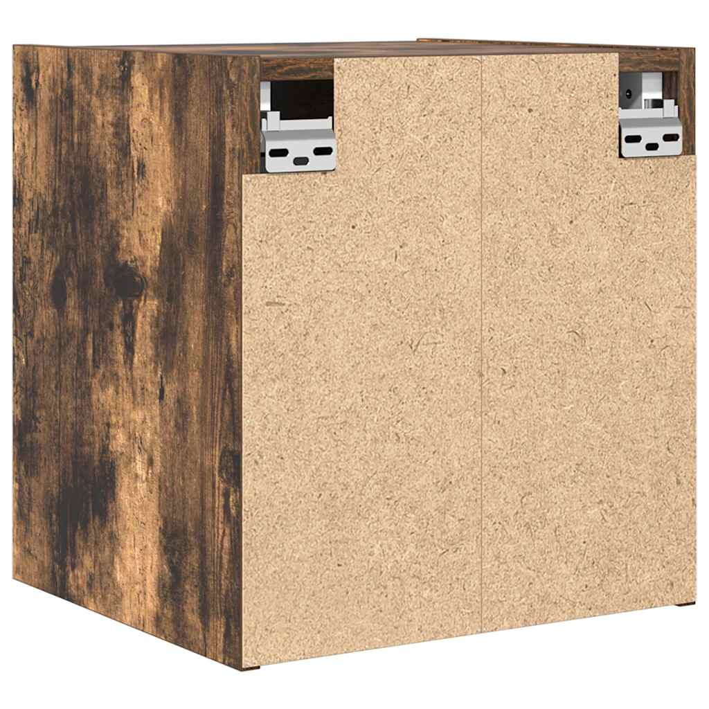 Veggmonterte Nattbord 2 Stk Røkt Eik 38X34X40 Cm