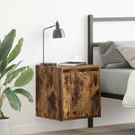 Veggmonterte Nattbord 2 Stk Røkt Eik 38X34X40 Cm