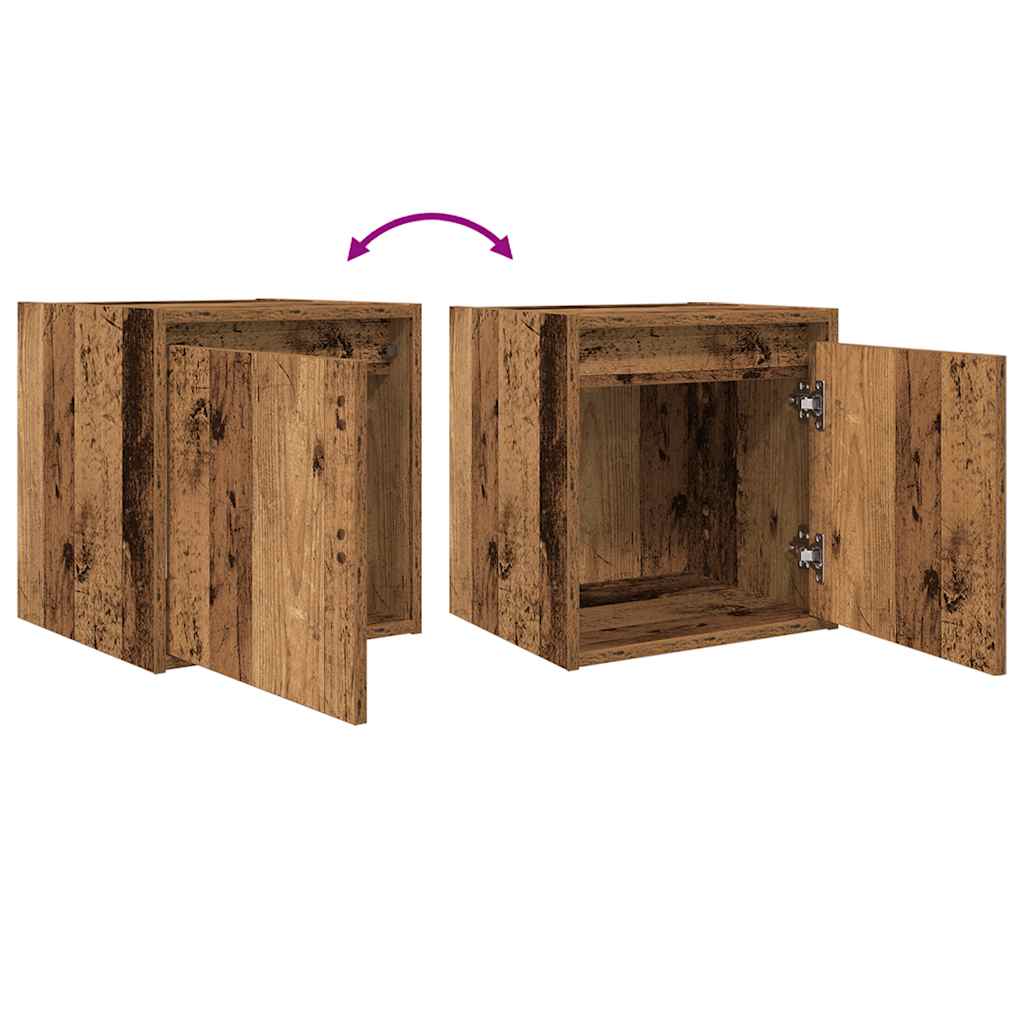 Veggmonterte Nattbord 2 Stk Gammelt Tre 38X34X40 Cm