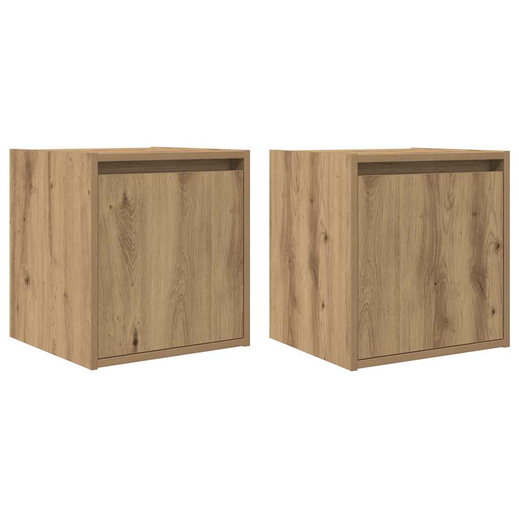 Veggmonterte Nattbord 2 Stk Artisan Eik 38X34X40 Cm