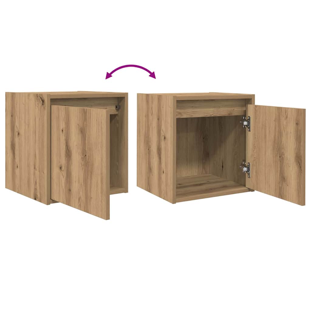 Veggmonterte Nattbord 2 Stk Artisan Eik 38X34X40 Cm