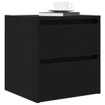 Veggmontert Nattbord Svart Eik 38X34X40 Cm