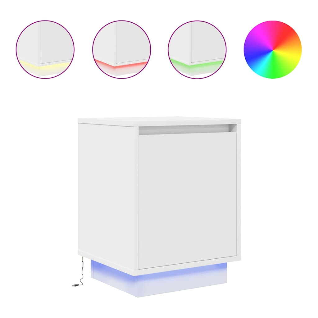 Nattskap Med Led-Lys 2 Stk Hvit 38X34X50 Cm
