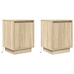 Nattskap Med Led-Lys 2 Stk Sonoma Eik 38X34X50 Cm