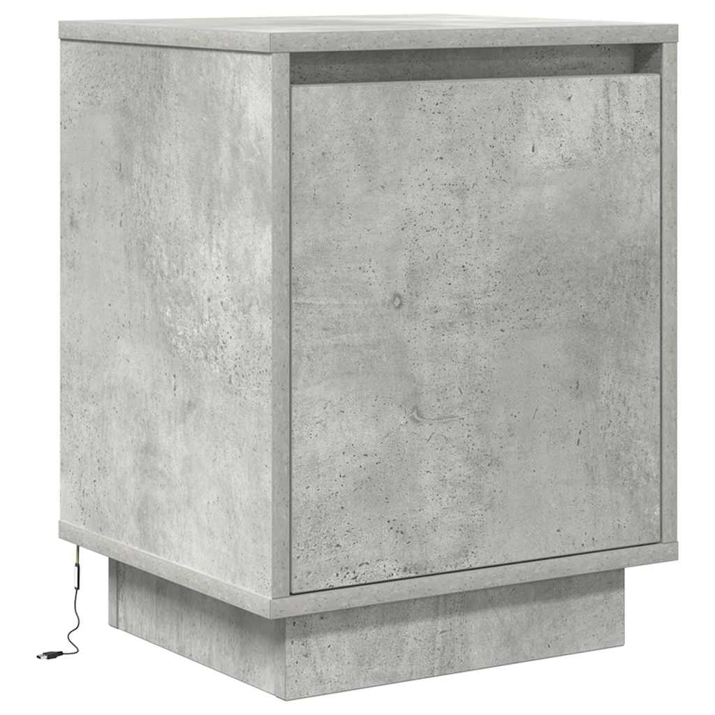 Nattbord Med Led Betonggrå 38X34X50 Cm