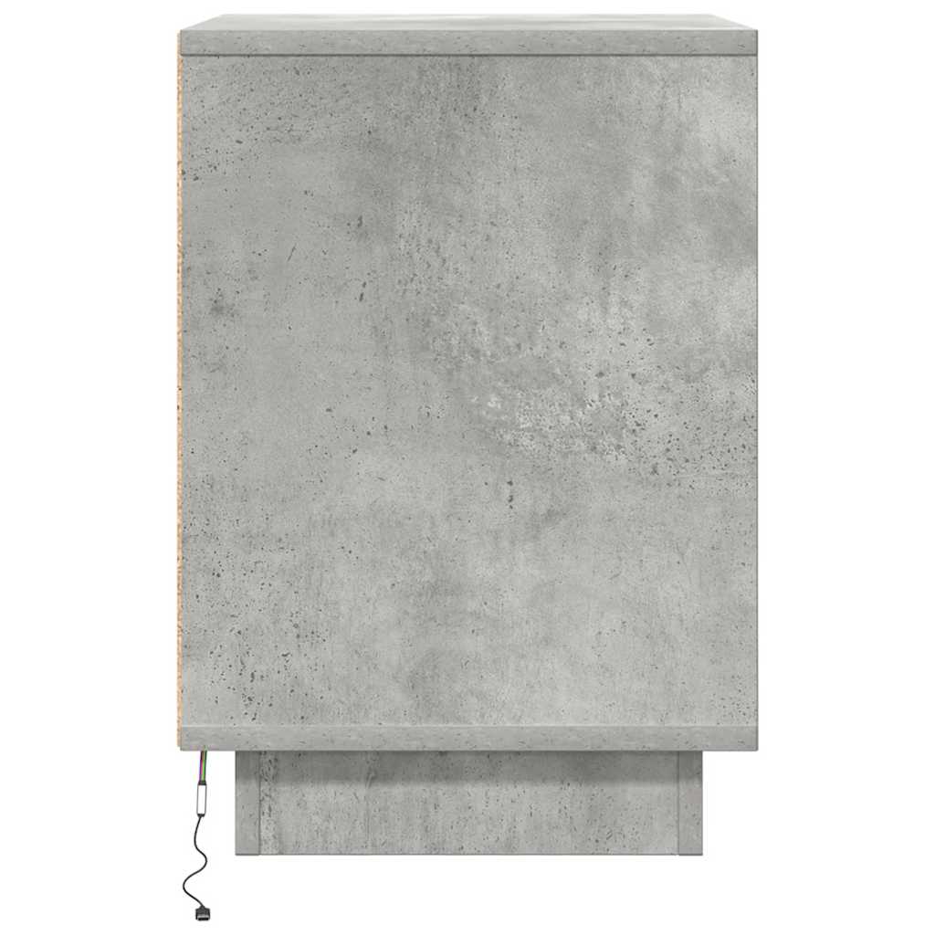 Nattbord Med Led Betonggrå 38X34X50 Cm