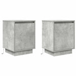 Nattbord Med Led 2 Stk Betonggrå 38X34X50 Cm