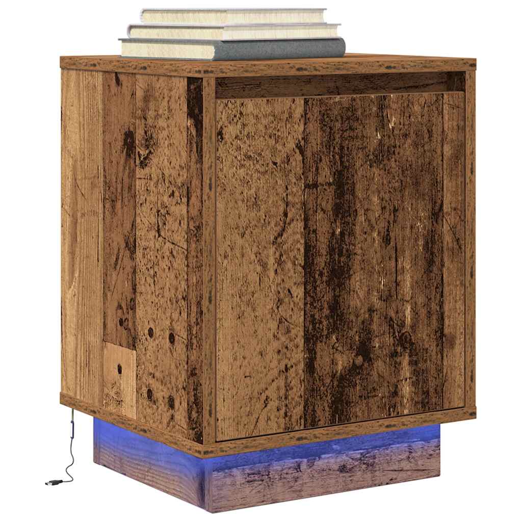 Nattskap Med Led-Lys 2 Stk Gammelt Tre 38X34X50 Cm