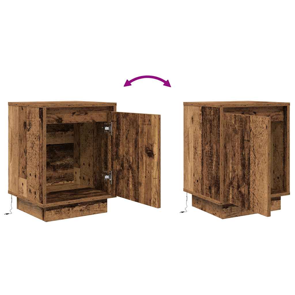 Nattskap Med Led-Lys 2 Stk Gammelt Tre 38X34X50 Cm