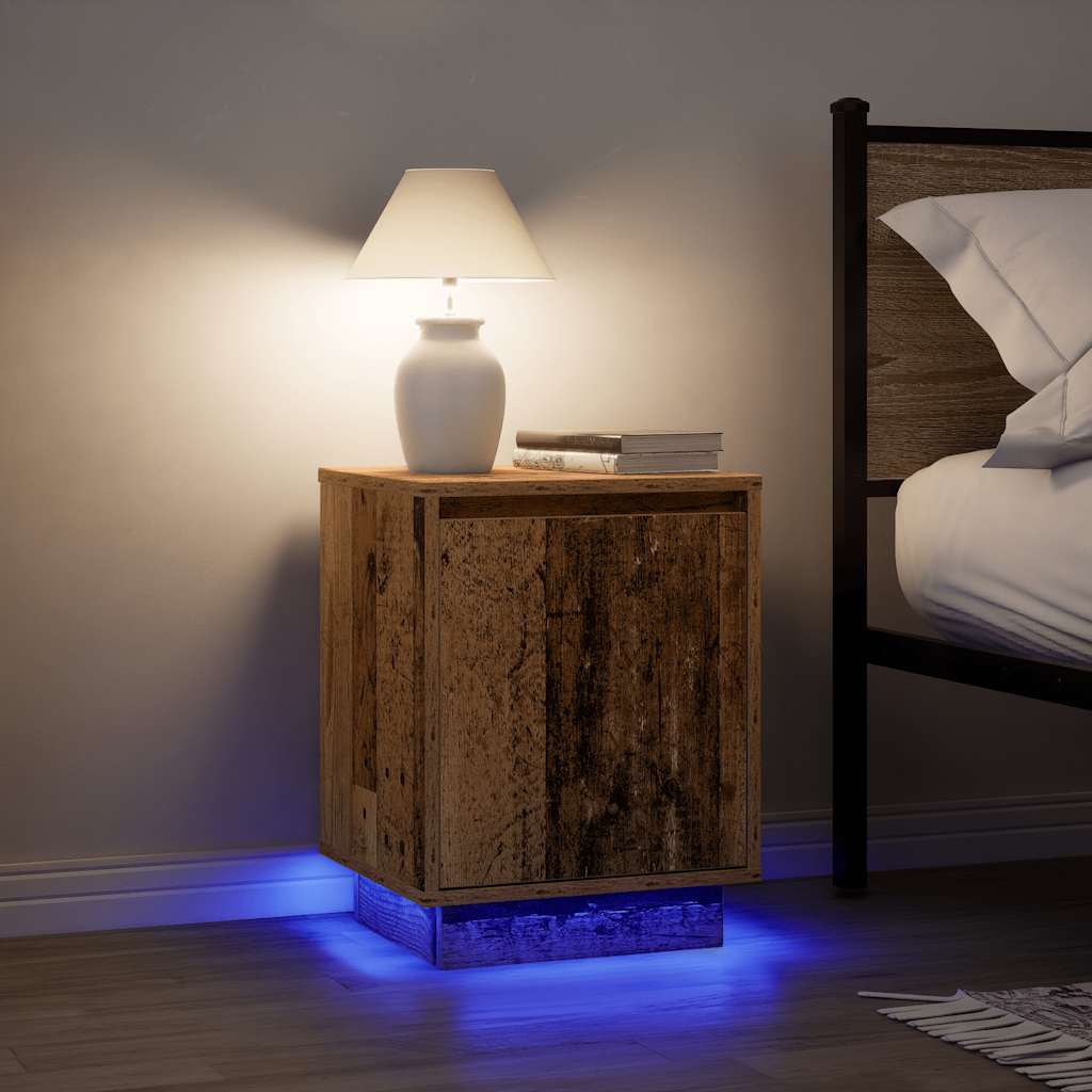 Nattskap Med Led-Lys 2 Stk Gammelt Tre 38X34X50 Cm